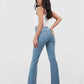 High Waisted Elastic Micro-flare Jeans