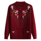 [XL-4XL] Embroidered Lapel Sweater for Middle-aged and Older People