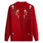 [XL-4XL] Embroidered Lapel Sweater for Middle-aged and Older People