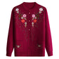 [XL-4XL] Embroidered Lapel Sweater for Middle-aged and Older People