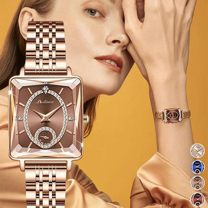 💎Fashion Square Ladies Rose Gold Diamond Watch⌚