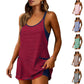🚨Limited Time 50% Off Striped Tankini Dress with Pockets, High Waist Conservative Swimwear1