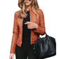 Women's autumn jacket in soft leather for everyday wear