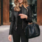 Women's autumn jacket in soft leather for everyday wear