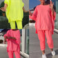 🏖️Hot Sale 49% discount💕 Round neck Split Fluorescent colour Casual suit for women