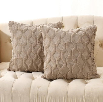 📢📢50% OFF !! ⏰Soft Plush Cushion Cover with Embroidered Geometric Diamond Pattern Minimalist Solid Color Throw Pillow