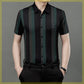 🔥Men's Stretch Cooling Lapel Striped Short Sleeve T-Shirt