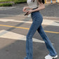 High Waisted Elastic Micro-flare Jeans