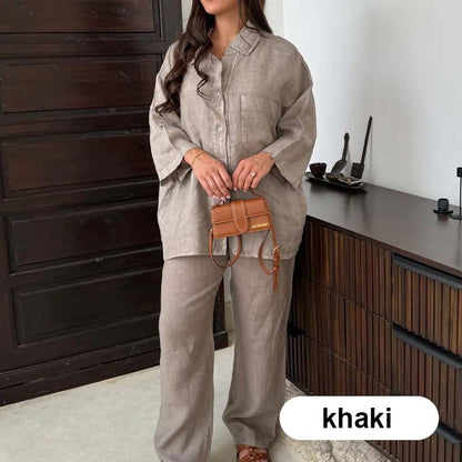 🔥Summer Sales-50% OFF🔥Women's Cotton Linen Shirt and Pants Set