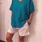 Solid color V-neck short-sleeved plus size women's T-shirt