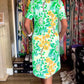 Short-Sleeved Floral V-Neck Dress