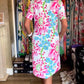 Short-Sleeved Floral V-Neck Dress