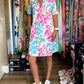 Short-Sleeved Floral V-Neck Dress