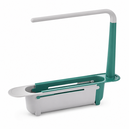 ⏳Time-Limited Special⏰2-in-1 Sink Organizer Rack – Expandable Sponge Holder & Kitchen Towel Drying Bar