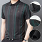 🔥Men's Stretch Cooling Lapel Striped Short Sleeve T-Shirt