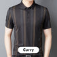 🔥Men's Stretch Cooling Lapel Striped Short Sleeve T-Shirt