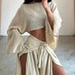 Casual Slit Tie Cotton And Linen Two-Piece Set