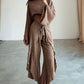 Casual Slit Tie Cotton And Linen Two-Piece Set