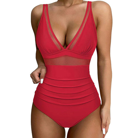 Tight, Sexy Swimsuit with a Hollowed-Out Hem