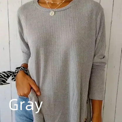 💥50% OFF 👚Women’s Casual Long Sleeve Solid Color Button T-Shirt