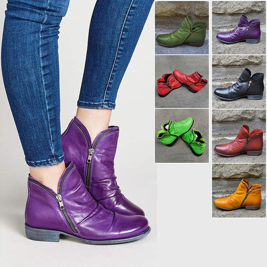 Women's Chic Comfortable PU Leather Boots with Side Zipper