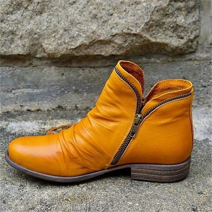 Women's Chic Comfortable PU Leather Boots with Side Zipper