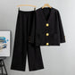 🔥Christmas Offers Sale 50% OFF🖤Gold Button Soft Knit Trouser Co-Ord✈️free shipping