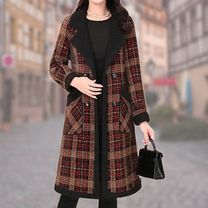 ❄️Winter Specials❄️ Women's Lapel Plaid Mid-Length Tweed Coat