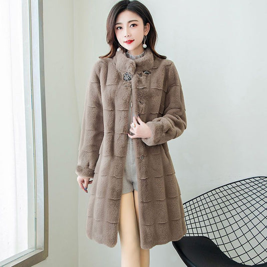 Women's Warm Fluffy Stand-Up Collar Coat