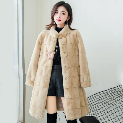 Women's Warm Fluffy Stand-Up Collar Coat