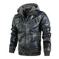 ❄️Winter Specials❄️ Men's Zipper PU Leather Hooded Jacket