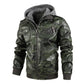 ❄️Winter Specials❄️ Men's Zipper PU Leather Hooded Jacket