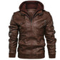 ❄️Winter Specials❄️ Men's Zipper PU Leather Hooded Jacket