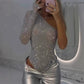 🎉👗The Summer Hot Sale 50% OFF 🛍️Women's One Shoulder Sequin Bodysuit