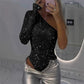 🎉👗The Summer Hot Sale 50% OFF 🛍️Women's One Shoulder Sequin Bodysuit