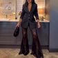 💖Limited Time Sale 58% OFF💖Stylish Blazer & See Through Flared Pants 2 PCS Set