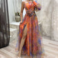 🎉Mother's Day 50% OFF💃 Multicolor Asymmetric Party Dress With Flower Details