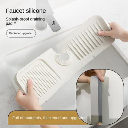 🚰💧Kitchen Bathroom Faucet Sink Splash Guard Mat, Silicone Faucet Base Drip Catcher Mat, Thickened Water‑proof Drain Pad for Faucet Bottom