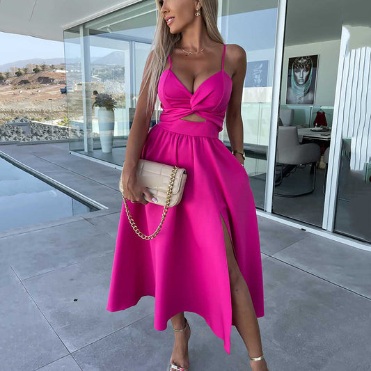 👗Summer New💕Women’s Spaghetti Straps High Slit Dress | Adjustable Spaghetti Straps | Side Thigh Split💜