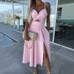 👗Summer New💕Women’s Spaghetti Straps High Slit Dress | Adjustable Spaghetti Straps | Side Thigh Split💜
