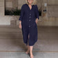 Women‘s Casual Loose Cotton Linen Long Shirt Dress
