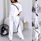 Women’s Striped Short-Sleeve Tops ＆ Pants Two-Piece Set
