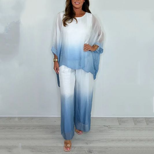 ⏰ Limited Time Offer – 50% Off! 🎉Mesh Mix Dip Dye Loose Flowy Top & Trouser Set