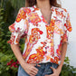 💥This Week's Special Price🎁☀️🌺Floral V-neck Puff Sleeve Blouse For Women