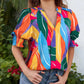 💥This Week's Special Price🎁☀️🌺Floral V-neck Puff Sleeve Blouse For Women