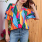 💥This Week's Special Price🎁☀️🌺Floral V-neck Puff Sleeve Blouse For Women