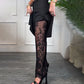 Women's Sexy Lace Lined Wide Leg Pants