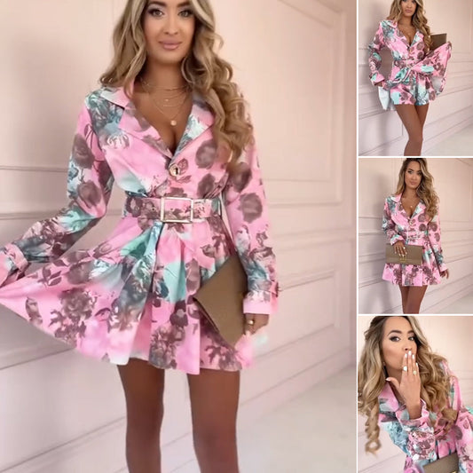 🔥Hot Sale 49% Off🔥Women's Fashion Floral Waisted Long Sleeve Dresses
