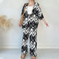 🌸2025 Spring New Arrivals✨ Printed Mid-Sleeve Cardigan & Trendy Wide-Leg Trousers Two-Piece Set