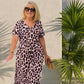 Women's Leopard V-Neck Long Dress with Belt
